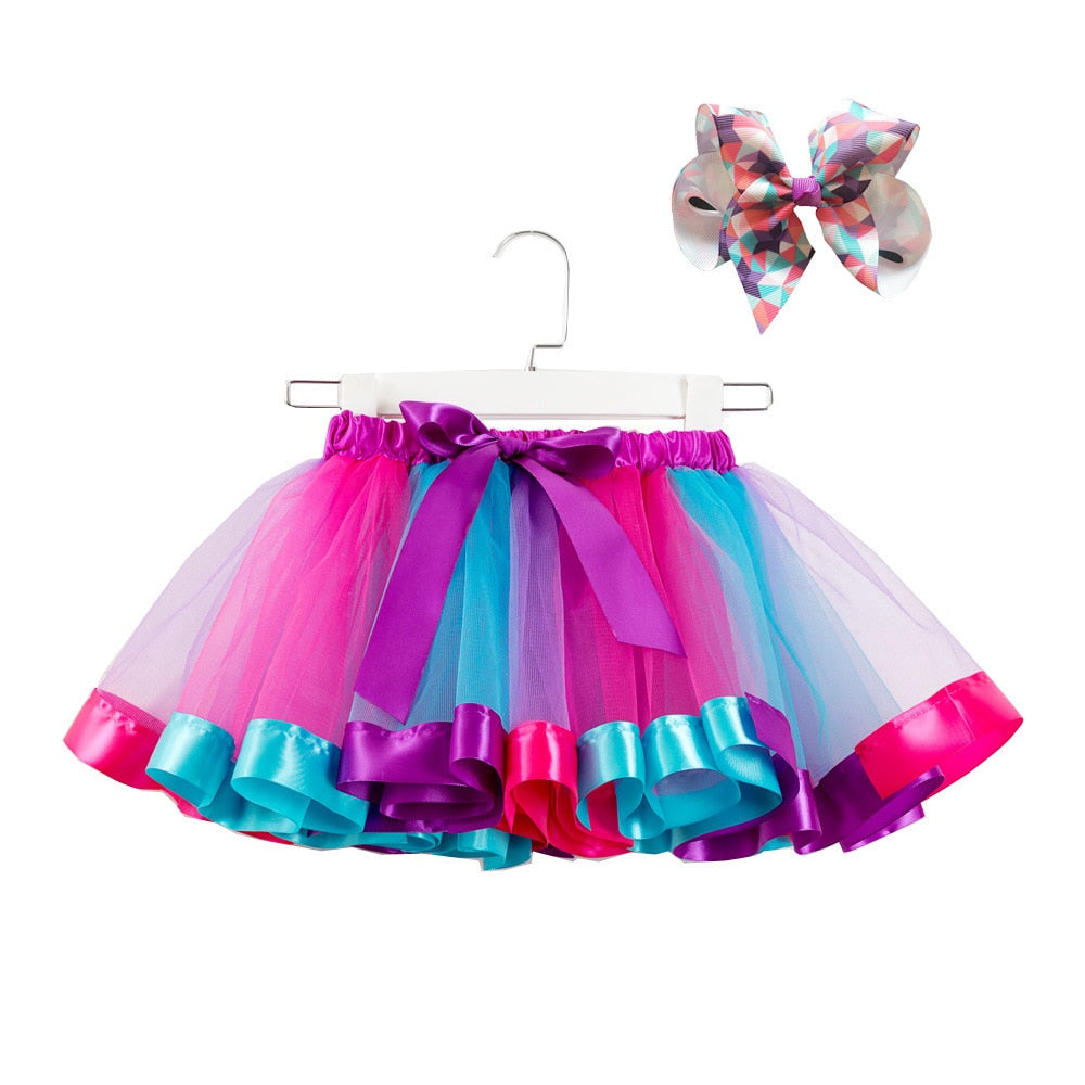 2022 New Tutu Skirt Baby Girl Clothes 12M-8Yrs Colorful Mini Pettiskirt Girls Party Dance Rainbow Tulle Skirts Children Clothing