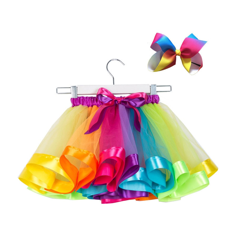 2022 New Tutu Skirt Baby Girl Clothes 12M-8Yrs Colorful Mini Pettiskirt Girls Party Dance Rainbow Tulle Skirts Children Clothing