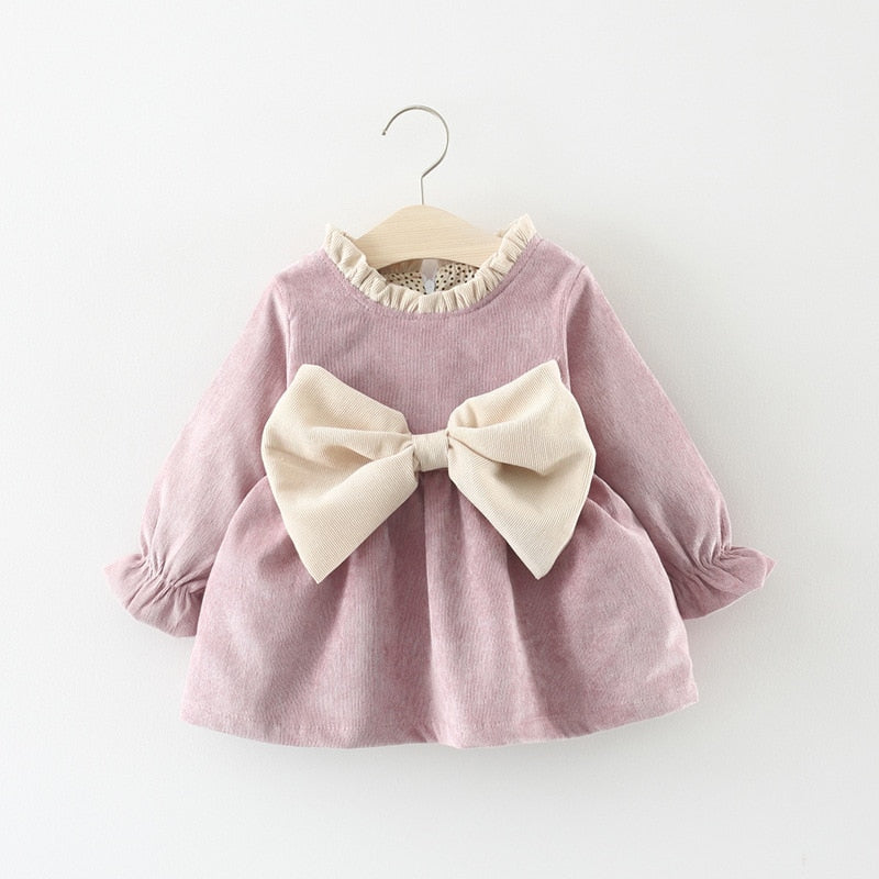 Keelorn Baby Girls Dress New Spring Long-Sleeve Princess Dresses Cute Bow Children Costume Toddler Girl Fall Party Vestidos 0-2Y