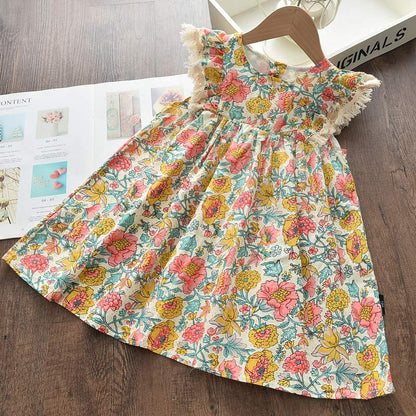 Bear Leader Girls Floral Dresses 2022 New Fashion Sweet Kids Flowers Costumes Children Sleeveless Vestidos Toddler Baby Clothing