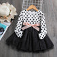 2022 Elegant Kids Flower Girls Winter Dresses Children Kids Floral Long Sleeve Clothing Girls Princess Tulle Dress