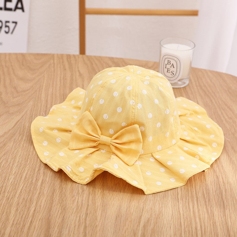 Cute Summer Baby Girl Bucket Hat Print Outdoor Bowknot Kids Girl Sun Hat Children Intant Toddler Panama Beach Cap