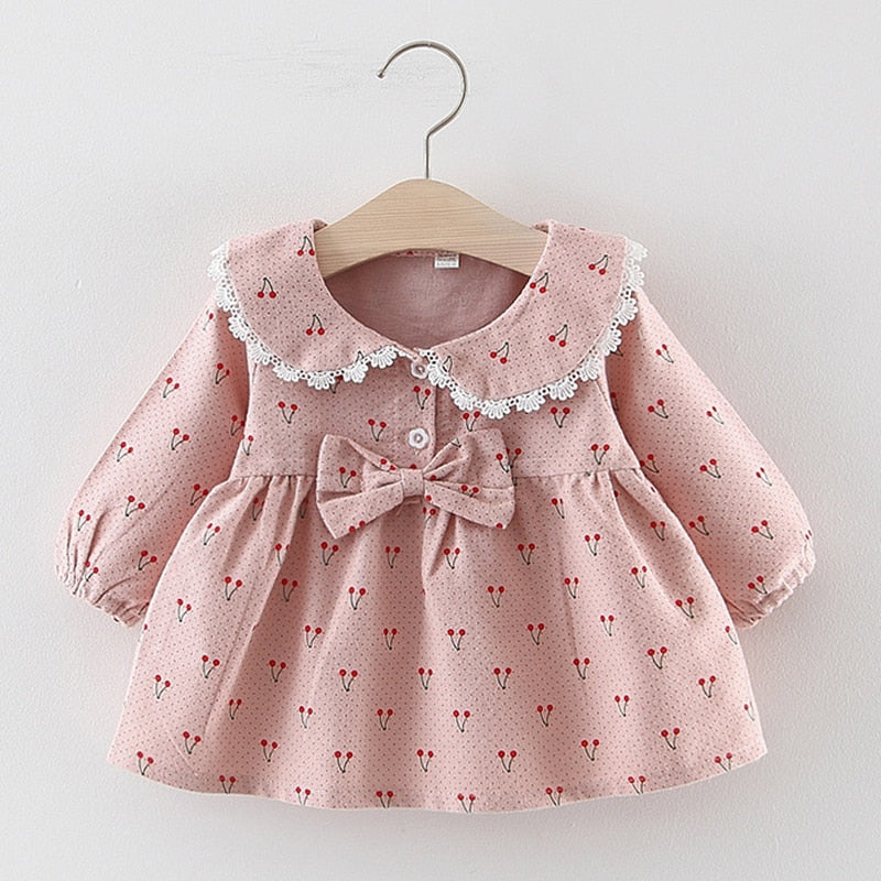 Keelorn Baby Girls Dress New Spring Long-Sleeve Princess Dresses Cute Bow Children Costume Toddler Girl Fall Party Vestidos 0-2Y
