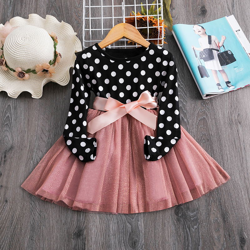 2022 Elegant Kids Flower Girls Winter Dresses Children Kids Floral Long Sleeve Clothing Girls Princess Tulle Dress