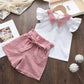 Bear Leader Girls Clothing Sets 2022 Summer Kids Clothes Floral Chiffon Halter+Embroidered Shorts Straw Children Clothing