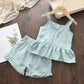 Bear Leader Girls Clothing Sets 2022 Summer Kids Clothes Floral Chiffon Halter+Embroidered Shorts Straw Children Clothing