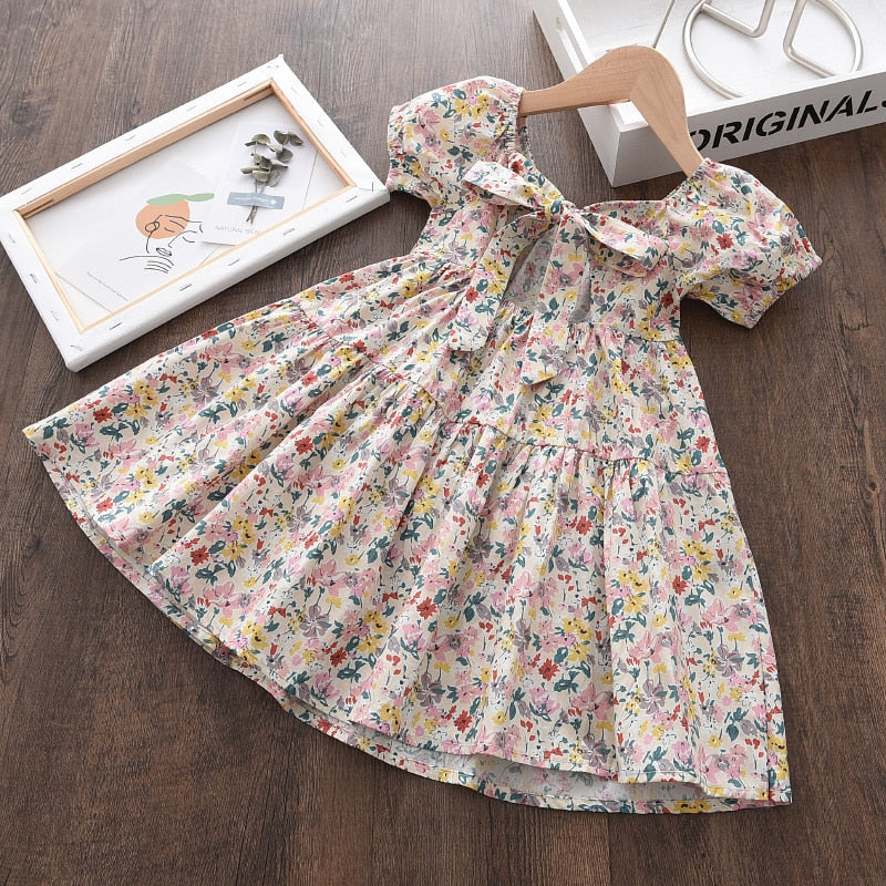 Bear Leader Girls Floral Dresses 2022 New Fashion Sweet Kids Flowers Costumes Children Sleeveless Vestidos Toddler Baby Clothing
