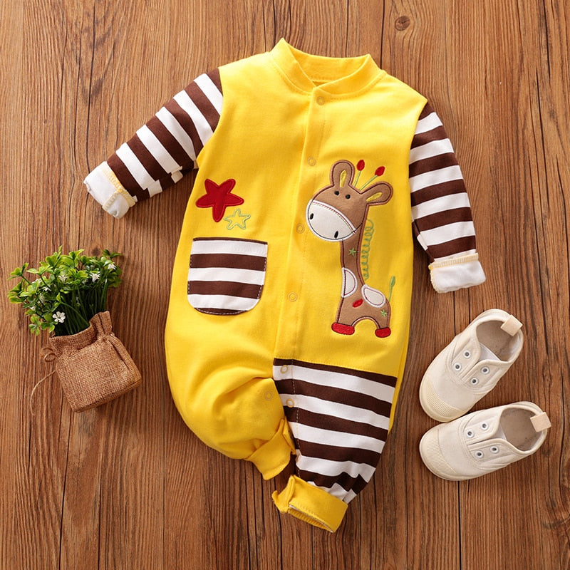 PatPat Hot Sale Autumn Animal Design Cotton Baby Rompers Baby Jumpsuit  Baby Boy BodySuits Baby Clothing